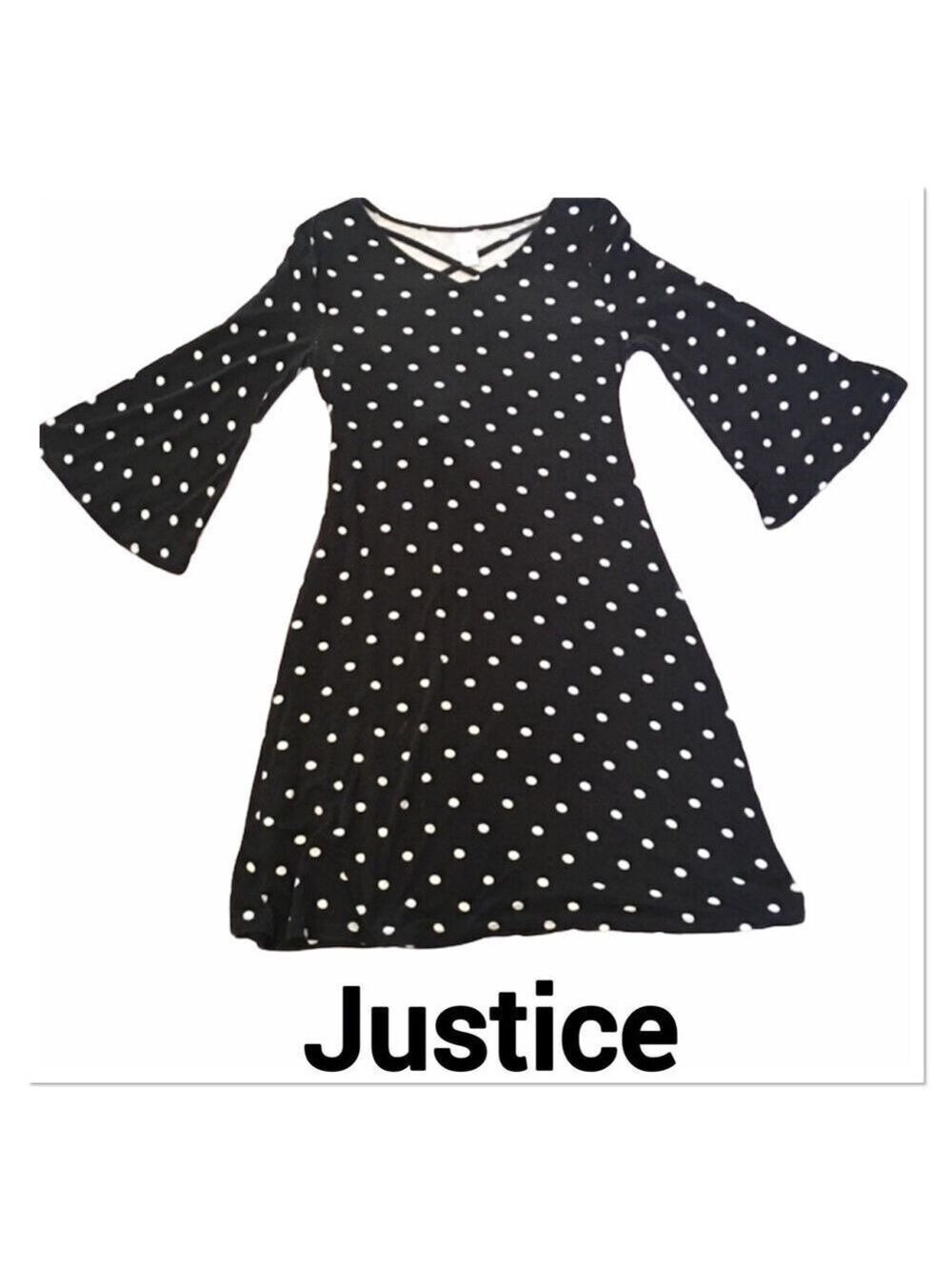 JUSTICE Polka Dot Bell Sleeve Dress size 14